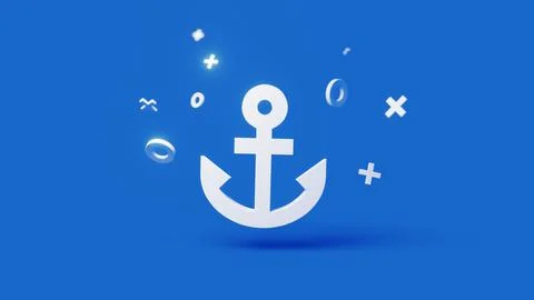 Anchor 3d icon on a simple blue background 4k Stock Illustration