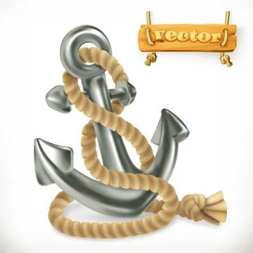 Anchor, 3d vector icon Stock Illustration