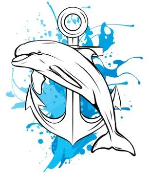 Anchor and dolphin icon vector illustration graphics Stock Illustration