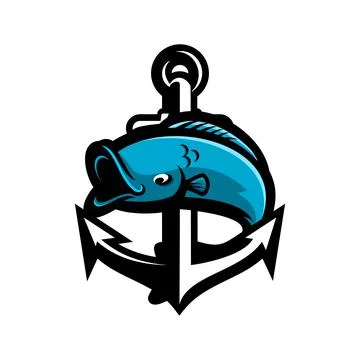 ANCHOR AND FISH Illustrazione stock