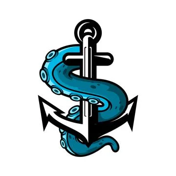 ANCHOR AND OCTOPUS Stock Illustration