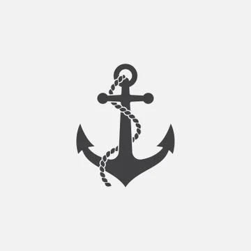 Anchor and rope vector, Anchor vector icon Stock Illustration