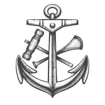 Anchor and shipyard Tools Sailor Tattoo Stock Illustration