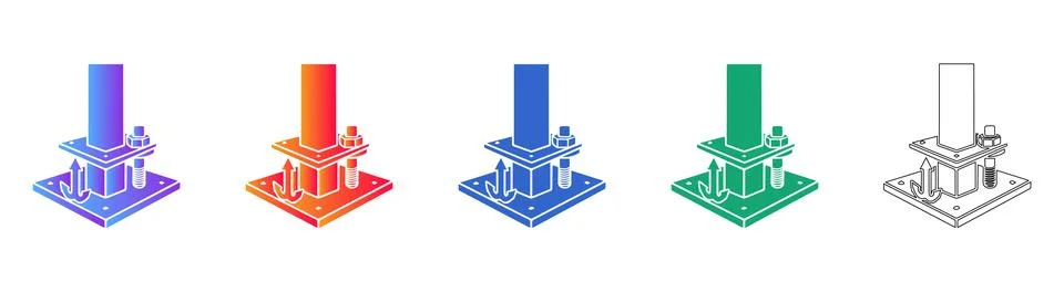 Anchor Base Mounting Vector Icon Set Stock Illustration