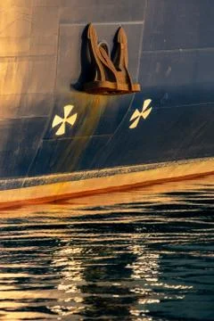 Anchor in a big vessel Stock Photos