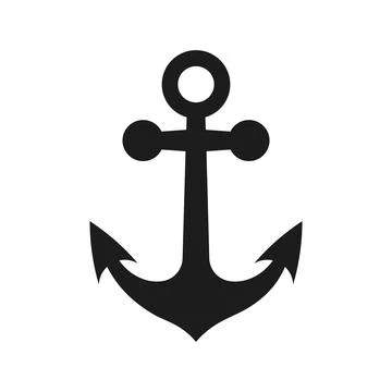 Anchor black icon, isolated object on white background Stock Illustration