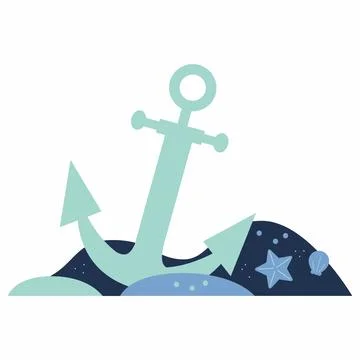 Anchor bottom sea Stock Illustration