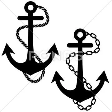 Anchor with chain and rope Stock Illustration