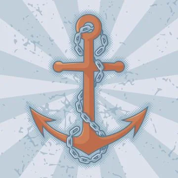 Anchor chain on grunge Stock Illustration