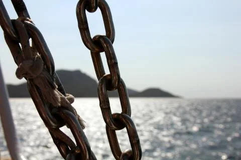 Anchor chain macro Stockfoto's