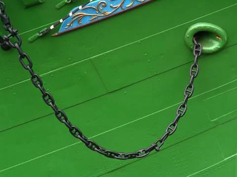 Anchor chain from a ship Stock Photos