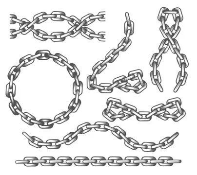 Anchor Chains set in engraving Style Stock Illustration