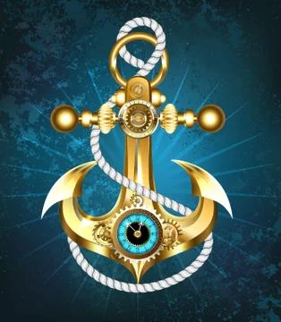 Anchor with clock Stock Illustration