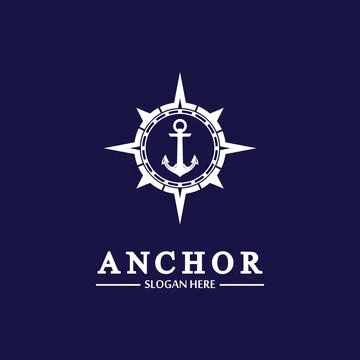 Anchor compass concept icon Logo vector illustration design,Nautical logo tem Stock Illustration