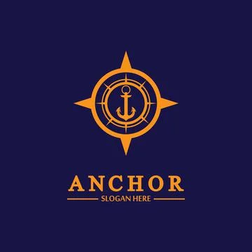 Anchor compass concept icon Logo vector illustration design,Nautical logo tem Stock Illustration