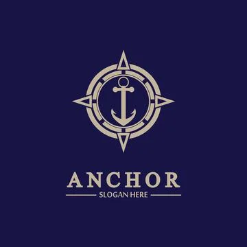 Anchor compass concept icon Logo vector illustration design,Nautical logo tem Stock Illustration