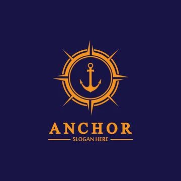 Anchor compass concept icon Logo vector illustration design,Nautical logo tem Stock Illustration