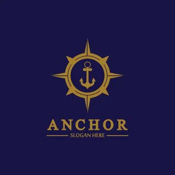 Anchor compass concept icon Logo vector illustration design,Nautical logo tem Stock Illustration