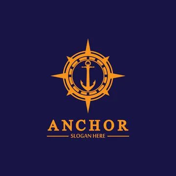 Anchor compass concept icon Logo vector illustration design,Nautical logo tem Stock Illustration