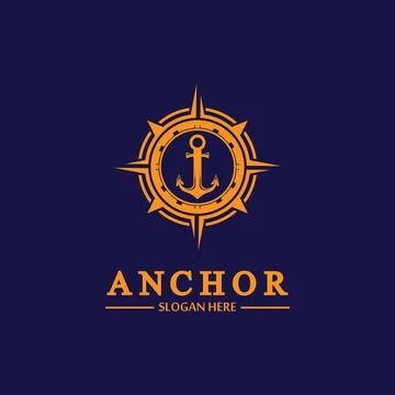 Anchor compass concept icon Logo vector illustration design,Nautical logo tem Stock Illustration
