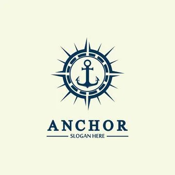 Anchor compass concept icon Logo vector illustration design,Nautical logo tem Stock Illustration