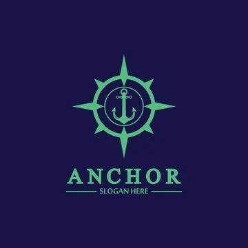 Anchor compass concept icon Logo vector illustration design,Nautical logo tem Illustrazione stock