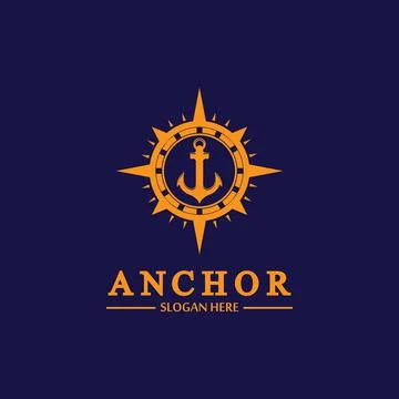 Anchor compass concept icon Logo vector illustration design,Nautical logo tem Stock Illustration