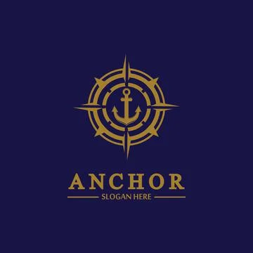 Anchor compass concept icon Logo vector illustration design,Nautical logo tem Stock Illustration