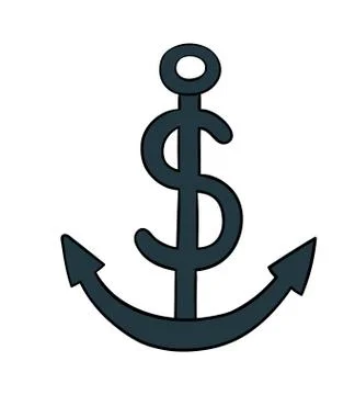 Anchor with dollar symbol Ilustração Stock