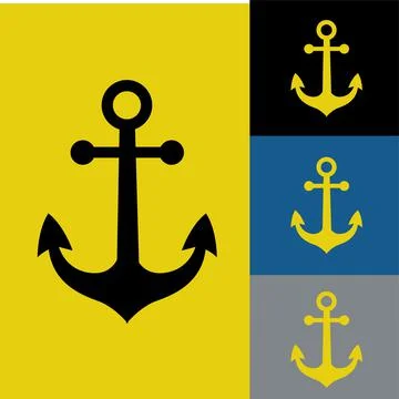 Anchor flat icon vector illustration logo Isolated template. Illustrazione stock