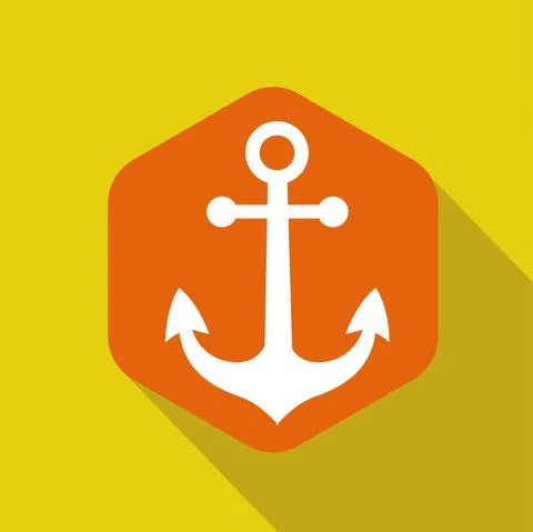 Anchor flat icon vector illustration logo Isolated template. Stock Illustration