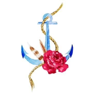 Anchor with flowers Stock Illustration