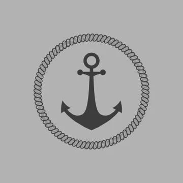 Anchor framed by a mooring rope. Vector. Stock Illustration