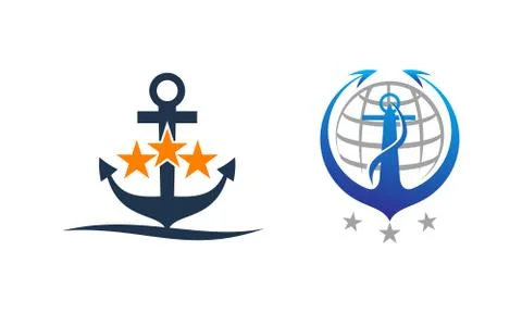Anchor Globe Template Set Illustrazione stock