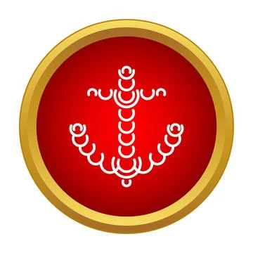 Anchor graphic in red circle with elegant gold frame Stock Illustration
