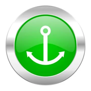 Anchor green circle chrome web icon isolated. Stock Illustration