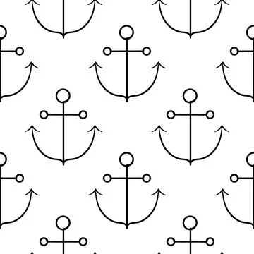Anchor hand drawn seamless pattern Illustrazione stock
