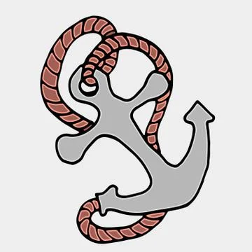 Anchor hand drawn vector realistic sketch illustration. Stock Illustration