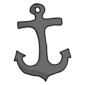 Anchor hand drawn vector realistic sketch illustration. Stock Illustration