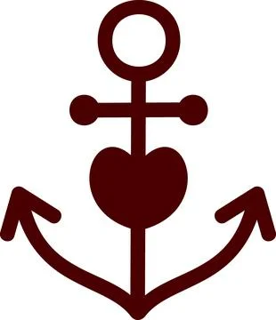 Anchor with heart flat design icon symbol Stock Illustration