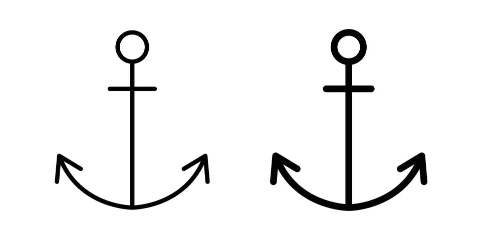 Anchor icon black vector isolated on white Stock Illustration