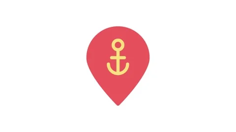 Anchor icon displayed on a map pin, symbolizing a specific location or poin.. Stock Footage 332988414
