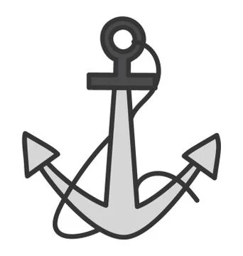 Anchor icon in doodle design. Stock Illustration