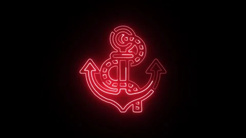 Anchor Icon Isolated on Black Background, Stability Neon Line Motion Graphi.. Stock Footage 327023470