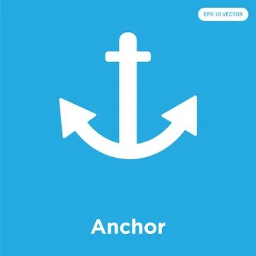 Anchor icon isolated on blue background Free Stock Illustration