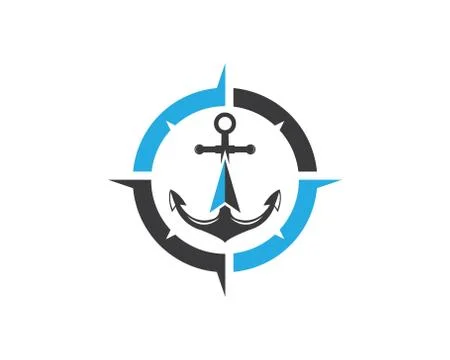 Anchor icon Logo compass design Template vector Stock Illustration