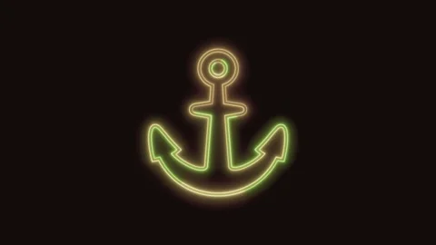 Anchor Icon Neon Seamless Loop 4K (Black Background) Stock Footage 310356978