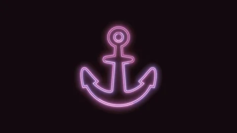 Anchor Icon Neon Seamless Loop with Black Background 4K Stock Footage 311300748