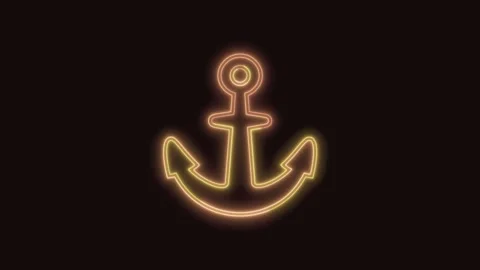 Anchor Icon Neon Seamless Loop with Black Background 4K Stock Footage 311429267