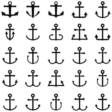 Anchor icon set Stock Illustration